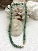 Image of Hand Knotted Green Peruvian Opal Necklace, 8mm x 5mm Rondelle Stones, 17" Long, Gold, Silver, or Matte Gold End Caps