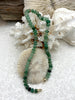 Image of Hand Knotted Green Peruvian Opal Necklace, 8mm x 5mm Rondelle Stones, 17" Long, Gold, Silver, or Matte Gold End Caps