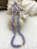 Image of Hand Knotted Lavender Peruvian Opal Necklace, 9mm x 5mm Rondelle Beads, Gold Finished Ends, 17"
