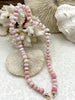 Image of Hand Knotted Light Pink Peruvian Opal Necklace, 9mm x 5mm Rondelle Beads, Gold or Matte Gold End Caps, 17"