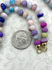 Image of Hand Knotted Colorful Peruvian Opal Necklace, 8mm x 5mm Rondelle Beads, 17" Long, Gold or Matte Gold End Caps
