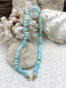 Image of Hand Knotted Turquoise Peruvian Opal Necklace, 9mm x 5mm Rondelle Beads, Gold or Matte Gold Finished Ends, 17"