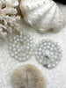 Image of Hand Knotted Glacier Mist White Luster Acrylic Beads, 10mm Beads, Gold, Silver, Matte Gold End Caps, Light Weight, 17 Inch