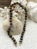 Image of Hand Knotted Mocha Halo Luster Acrylic Beads, 10mm Beads, Gold or Matte Gold End Caps, Light Weight, 17 Inch
