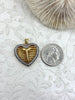 Image of Gold Plated Brass Heart Charm Pendant, Micro Pave CZ Jewelry