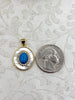 Image of Oval Mother of Pearl Pendants, 20mm x 18mm, Cubic Zirconia, Gold Plated Brass and Turquoise Enamel, Fast Ship