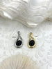 Image of Oval Pendant with Black Enamel Accent, Silver or Gold Plated Brass, 20mm x 12.5mm, Oval Charm