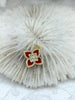 Image of Flower Pendant Charm, Cubic Zirconia, 15mm x 11mm, 3 Styles, Mother of Pearl, Black Enamel, or Red Enamel