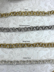 Double Loop Rolo Cable Chain Textured sold by the foot 8mm X 2mm Thick. Electroplated Brass Double Ring Rolo 4 Finishes, Fast ship