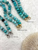 Image of Hand Knotted Teal Mixed Peruvian Opal Necklace, 9mm x 5mm Rondelle Beads, Gold, Silver or Matte Gold End Caps, 16.5", Fast Ship