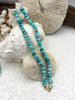 Image of Hand Knotted Teal Mixed Peruvian Opal Necklace, 9mm x 5mm Rondelle Beads, Gold, Silver or Matte Gold End Caps, 16.5", Fast Ship