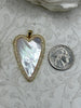 Image of Mother of Pearl Heart CZ Charms, 45mm Gold Plated Brass Heart Charms, Fast Ship