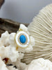 Image of Oval Mother of Pearl Pendants, 20mm x 18mm, Cubic Zirconia, Gold Plated Brass and Turquoise Enamel, Fast Ship