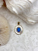 Image of Oval Mother of Pearl Pendants, 20mm x 18mm, Cubic Zirconia, Gold Plated Brass and Turquoise Enamel, Fast Ship