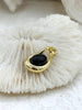 Image of Oval Pendant with Black Enamel Accent, Silver or Gold Plated Brass, 20mm x 12.5mm, Oval Charm