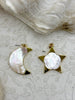 Image of Star and Moon Charms, Gold Plated Brass , Mother of Pearl, Fast Ship