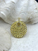 Image of Gold Plated 35mm CZ Charm Pendant, Round Charm, Gold Plated Brass, Fast Ship