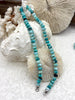 Image of Hand Knotted Teal Mixed Peruvian Opal Necklace, 9mm x 5mm Rondelle Beads, Gold, Silver or Matte Gold End Caps, 16.5", Fast Ship