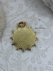 Image of Dark BLUE Enamel and CZ Charm, 33mm Brass Spike Pendant, Gold Plated, Fast Ship