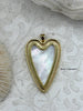 Image of Mother of Pearl Heart CZ Charms, 45mm Gold Plated Brass Heart Charms, Fast Ship