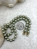 Image of Hand Knotted Glass Dark Cream Colored Pearl Necklace, 8mm Round Pearls, Gold or Matte Gold End Caps, 16.5 Inch