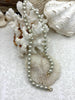 Image of Hand Knotted Glass Dark Cream Colored Pearl Necklace, 8mm Round Pearls, Gold or Matte Gold End Caps, 16.5 Inch