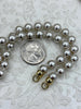 Image of Hand Knotted Glass Pearl Necklace, 8mm Round Pearls, Gold, Silver, or Matte Gold End Caps, 16.5 Inch