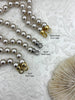 Image of Hand Knotted Glass Pearl Necklace, 8mm Round Pearls, Gold, Silver, or Matte Gold End Caps, 16.5 Inch