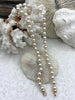 Image of Hand Knotted Glass Cream Colored Pearl Necklace, 8mm Round Pearls, Gold or Matte Gold End Caps, 16.5 Inch