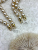 Image of Hand Knotted Glass Cream Colored Pearl Necklace, 8mm Round Pearls, Gold or Matte Gold End Caps, 16.5 Inch