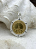 Image of Gold Eiffel Tower Paris Coin Pendant, Matte Gold or Matte Silver Textured Bezel with Cubic Zirconia, 28mm Coin, Brass & Zinc Alloy