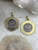 Image of Silver Eiffel Tower Paris Coin Pendant, Matte Gold or Gold Textured Bezel with Cubic Zirconia, 28mm Coin, Brass & Zinc Alloy