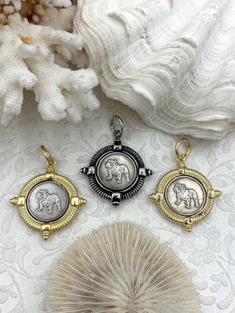 Bulldog Coin Pendant, 38mm Coin, Dog Jewelry