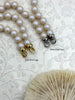 Image of Hand Knotted Glass Iridescent White Colored Pearl Necklace, 8mm Round Pearls, Gold or Silver End Caps, 16.5 Inch