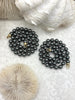 Image of Hand Knotted Glass Grey Colored Pearl Necklace, 8mm Round Pearls, Gold or Matte Gold End Caps, 16.5 Inch