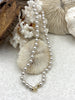 Image of Hand Knotted Glass Pearl Necklace, 8mm Round Pearls, Gold, Silver, or Matte Gold End Caps, 16.5 Inch