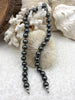 Image of Hand Knotted Dark Grey Glass Pearl Necklace, 10mm Beads, Gold, Matte Gold, or Silver End Caps, 16.5"