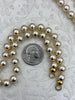 Image of Hand Knotted Glass Cream Colored Pearl Necklace, 8mm Round Pearls, Gold or Matte Gold End Caps, 16.5 Inch