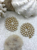 Image of Hand Knotted Glass Cream Colored Pearl Necklace, 8mm Round Pearls, Gold or Matte Gold End Caps, 16.5 Inch