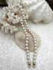 Image of Hand Knotted Glass Iridescent Cream Colored Pearl Necklace, 8mm Round Pearls, Gold or Matte Gold End Caps, 16.5 Inch
