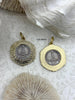 Image of Silver Swan Paris Coin Pendant, Matte Gold or Gold Textured Bezel with Cubic Zirconia, 28mm Coin, Brass & Zinc Alloy