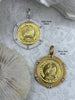 Image of Gold Paris Swan Coin Pendant, Matte Gold or Matte Silver Textured Bezel with Cubic Zirconia, 28mm Coin, Brass & Zinc Alloy