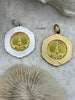 Image of Gold Paris Swan Coin Pendant, Matte Gold or Matte Silver Textured Bezel with Cubic Zirconia, 28mm Coin, Brass & Zinc Alloy