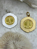 Image of Gold Paris Swan Coin Pendant, Matte Gold or Matte Silver Textured Bezel with Cubic Zirconia, 28mm Coin, Brass & Zinc Alloy