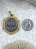 Image of Silver Eiffel Tower Paris Coin Pendant, Matte Gold or Gold Textured Bezel with Cubic Zirconia, 28mm Coin, Brass & Zinc Alloy