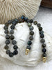 Image of Hand Knotted Labradorite Necklace, 8mm Round Beads, MatteGold End Caps, 16" Long