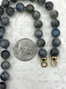 Image of Hand Knotted Labradorite Necklace, 9mm Round Beads, Gold or Matte Gold End Caps, 16" Long