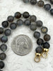 Image of Hand Knotted AAA Quality Labradorite Necklace, 8mm Round Beads, Gold, Silver, or Matte Gold End Caps, 16" Long