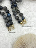 Image of Hand Knotted Labradorite Necklace, 9mm Round Beads, Gold or Matte Gold End Caps, 16" Long