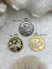 Image of Alligator Coin Pendant. Plated Brass, Gold, Matte Gold, or Burnished Silver, 28mm Coin Pendant, Fast Ship